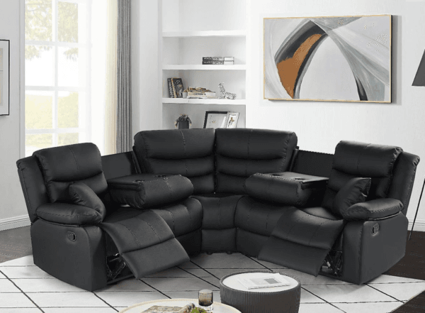 Roma Corner Leather Recliner Grey, Black, Brown - Image 5