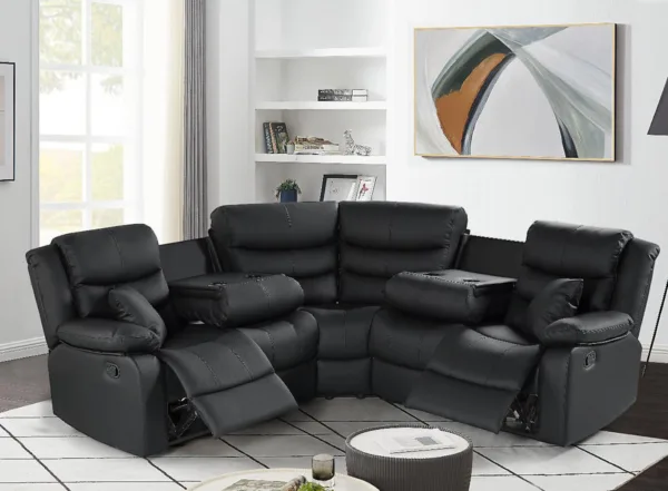 Roma Corner Leather Recliner Grey, Black, Brown - Image 5