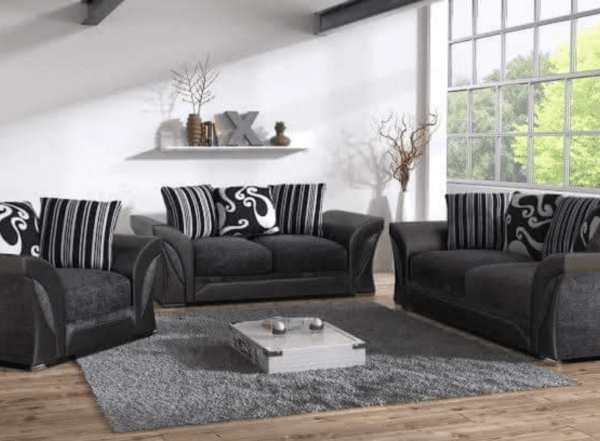 Shannon 3 and 2 Seater Sofa Grey/Black - Beige/Brown - Image 9