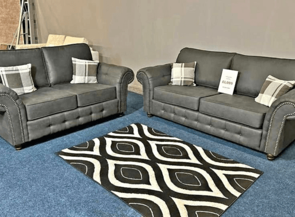 Oakland Leather 3 and 2 Seater Sofa Set - Image 13