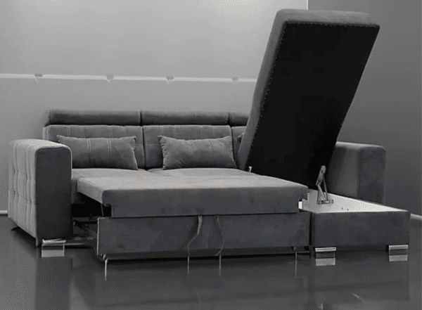 Luca Sofa Bed in Grey With Hidden Storage - Image 9