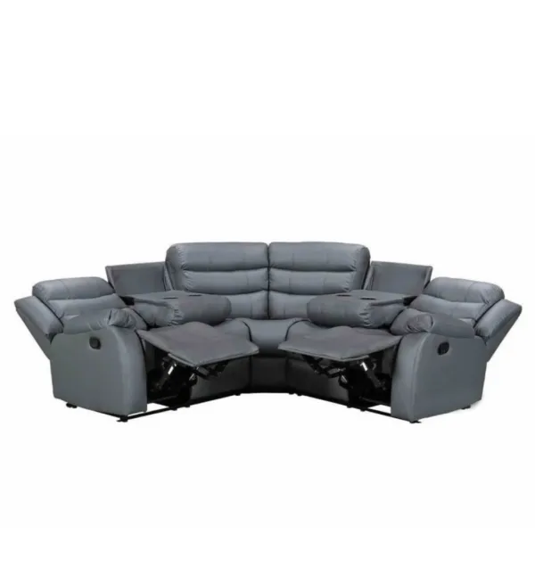 Roma Corner Leather Recliner Grey, Black, Brown
