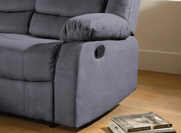 Sorrento 3 and 2 Seater Fabric Recliner Sofa Grey - Image 8