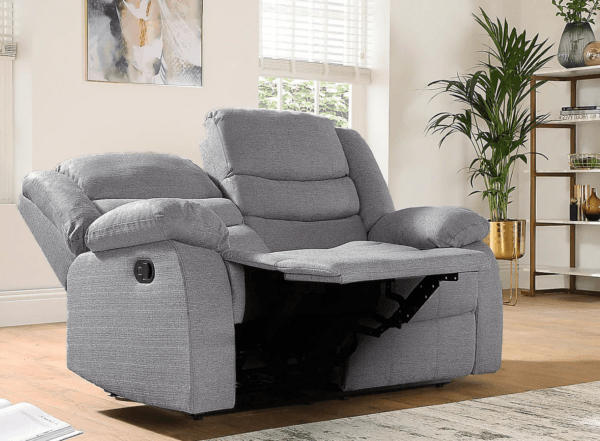Sorrento 3 and 2 Seater Fabric Recliner Sofa Grey - Image 12
