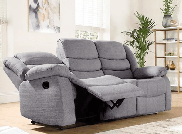 Sorrento 3 and 2 Seater Fabric Recliner Sofa Grey - Image 14