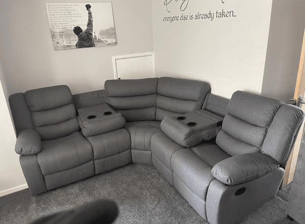 Sorrento Corner Fabric Recliner Grey Stylish New Design - Image 7