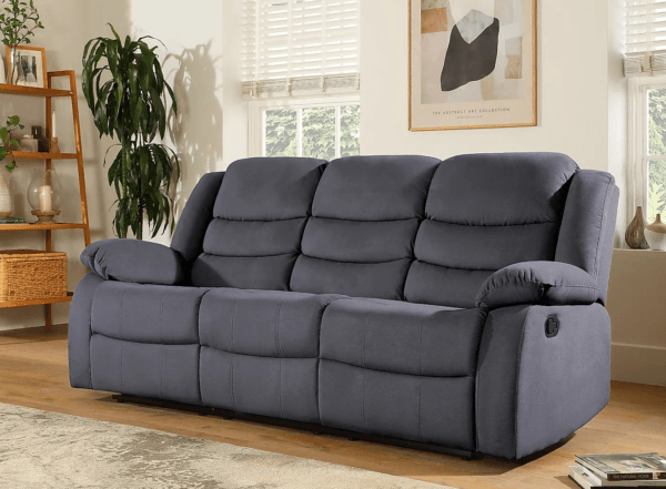 Sorrento 3 and 2 Seater Fabric Recliner Sofa Grey - Image 3