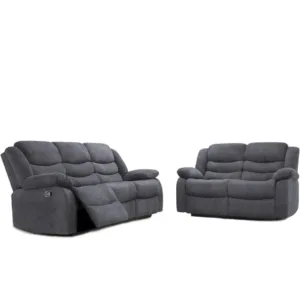 Sorrento 3 and 2 Seater Fabric Recliner Sofa Grey