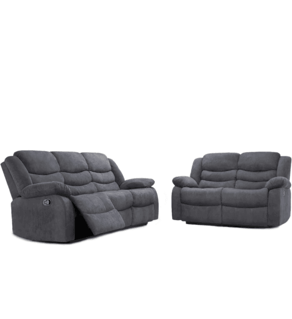Sorrento 3 and 2 Seater Fabric Recliner Sofa Grey